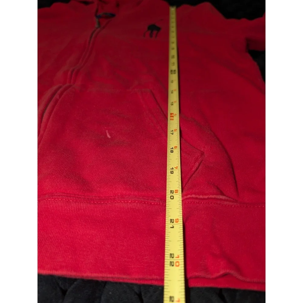 Polo Ralph Lauren Red Big Pony Waffle Knit Full-Zip Hoodie Sleeve Logo Size Med